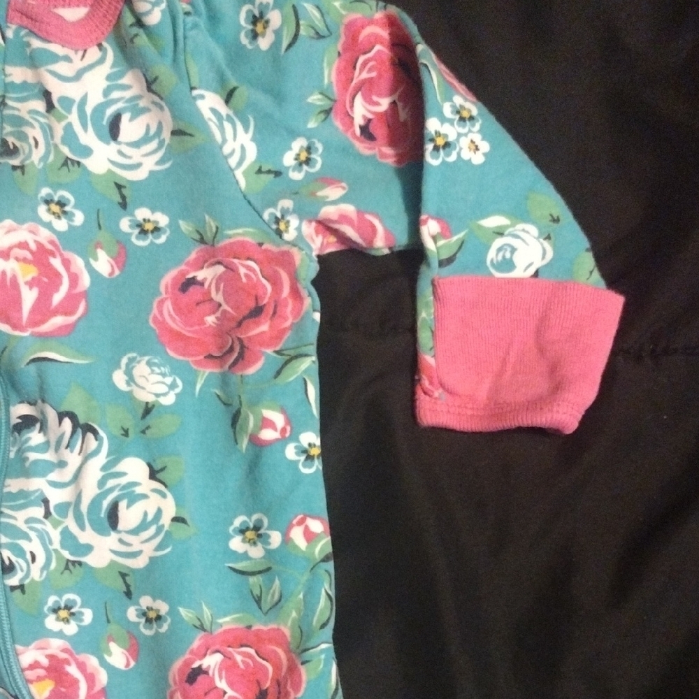 Wonder Nation Floral Footie in Teal and Pink - Picture 5 of 6